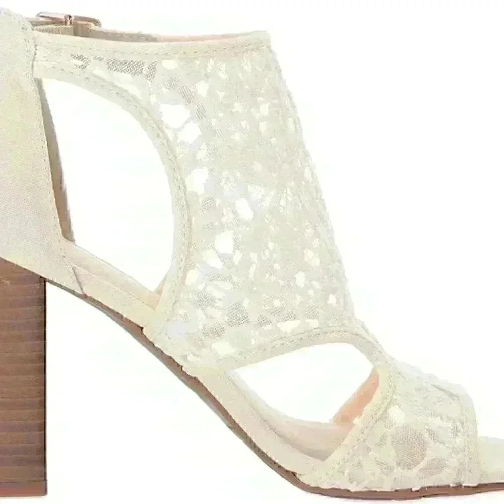 Fergalicious Maddox 3 Peep Toe Block Heels Maddox 3 Cream SIZE 6 (BRAND NEW) - Picture 8 of 16